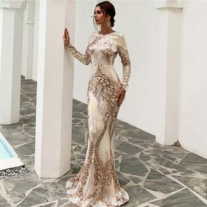 Long sleeve gold dress